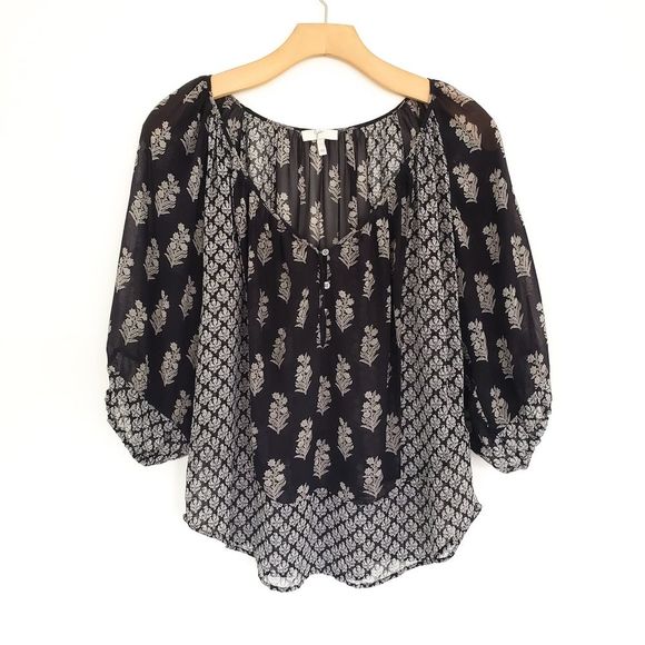 SOLD!!  JOIE Corbelle Printed Silk Peasant Blouse - Picture 3 of 8
